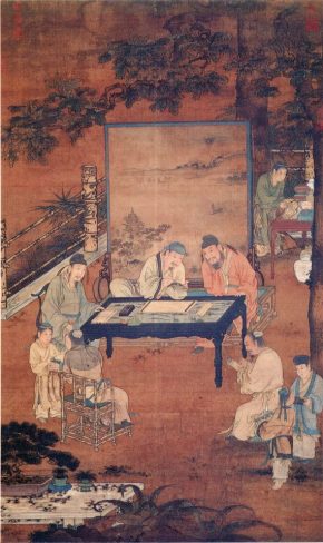 Tranh họa Trung Quốc vẽ cảnh phòng thất cùng Sáp Bình thức Tọa Bình bằng lụa thêu